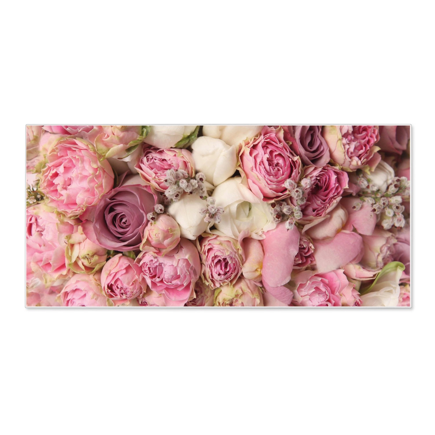 Banjado Magnettafel 78x37cm Magnetwand Weiß Aus Metall Magnetpinnwand Pinnwand Inkl. 4 Magnete Motiv Strauss Rosen