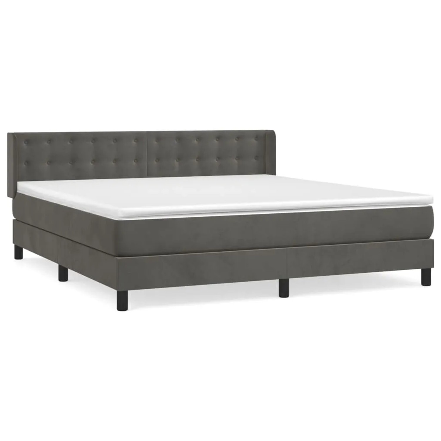 vidaXL Boxspringbett mit Matratze Dunkelgrau 180x200 cm Samt1389992