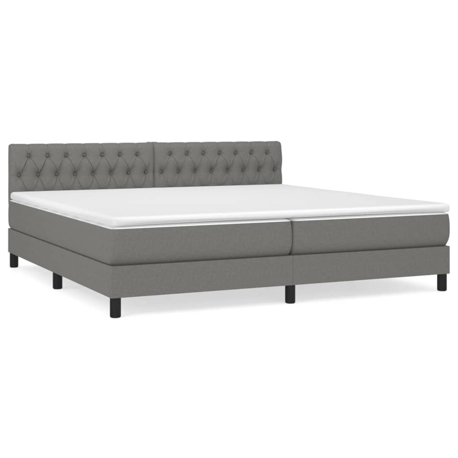 vidaXL Boxspringbett mit Matratze Dunkelgrau 200x200 cm Stoff1389576