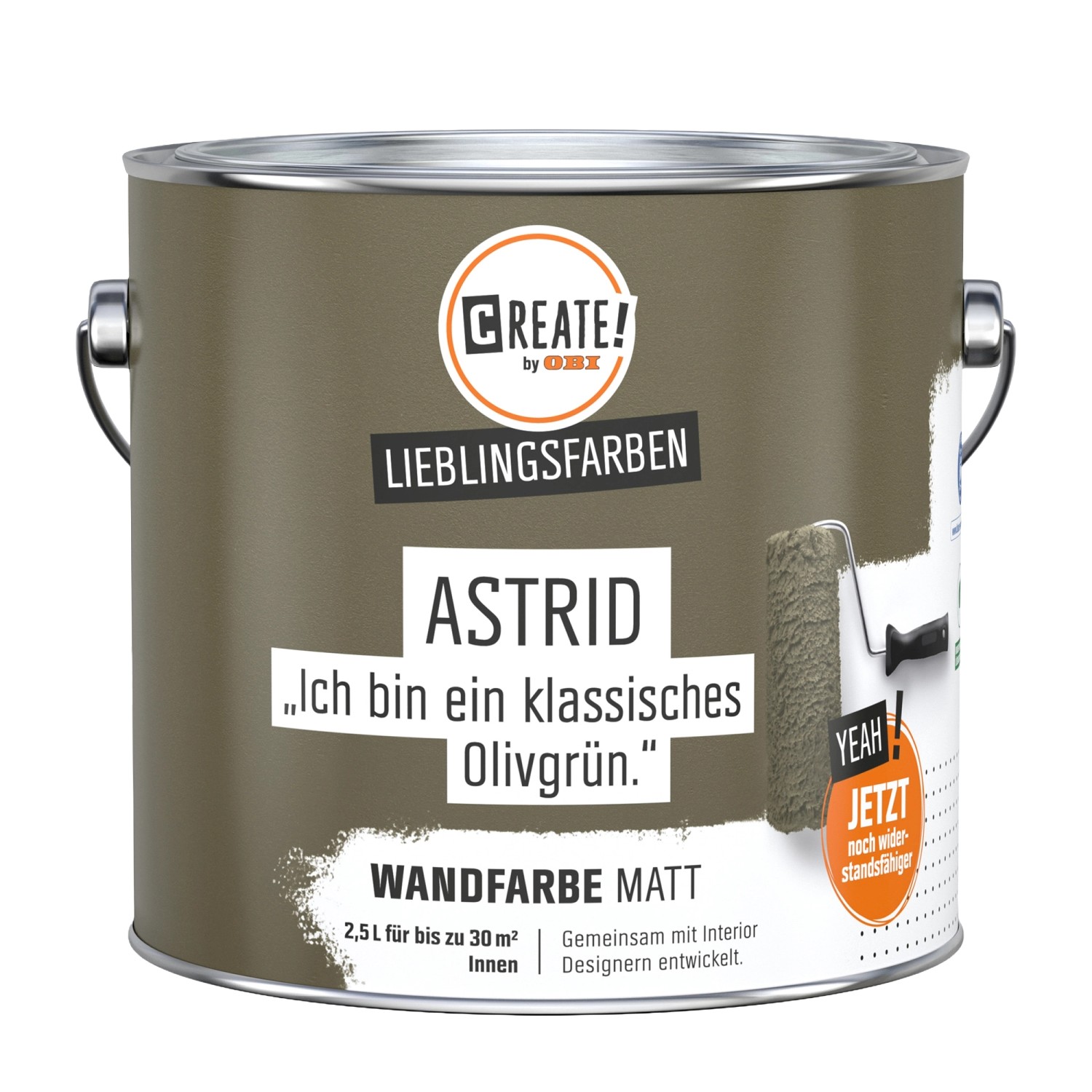 CREATE! by OBI Wandfarbe Lieblingsfarbe Astrid Olivgrün Matt 2,5 l
