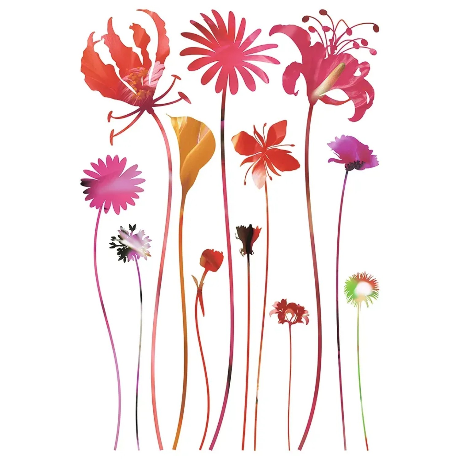 Sanders & Sanders Wandtattoo Blumen Rosa Violett und Grün 42,5 x 65 cm 600319