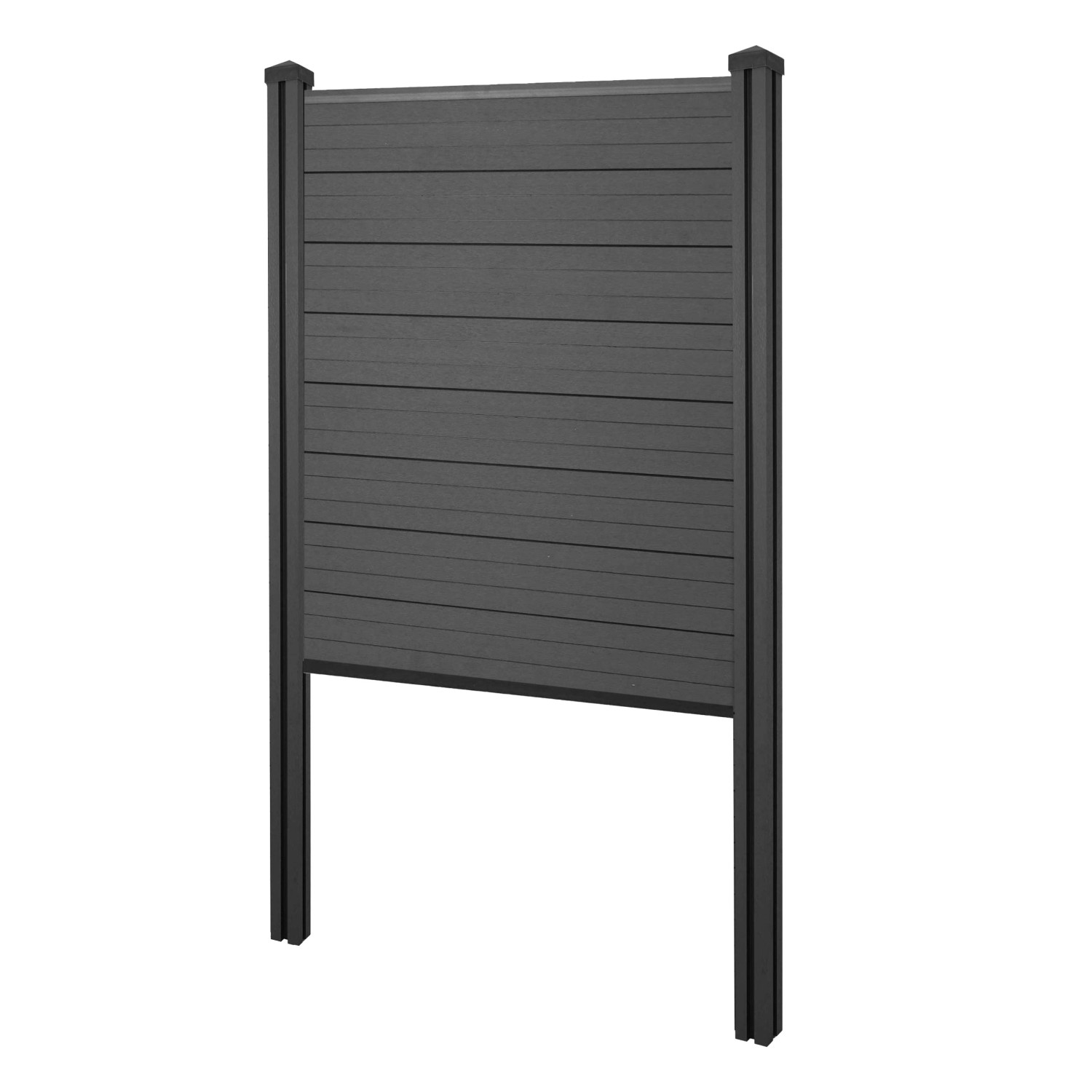 MCW WPC-Sichtschutz Savoie Zaun Windschutz WPC-Pfosten Zum Einbetonieren - Basiselement Schmal 105cm Anthrazit