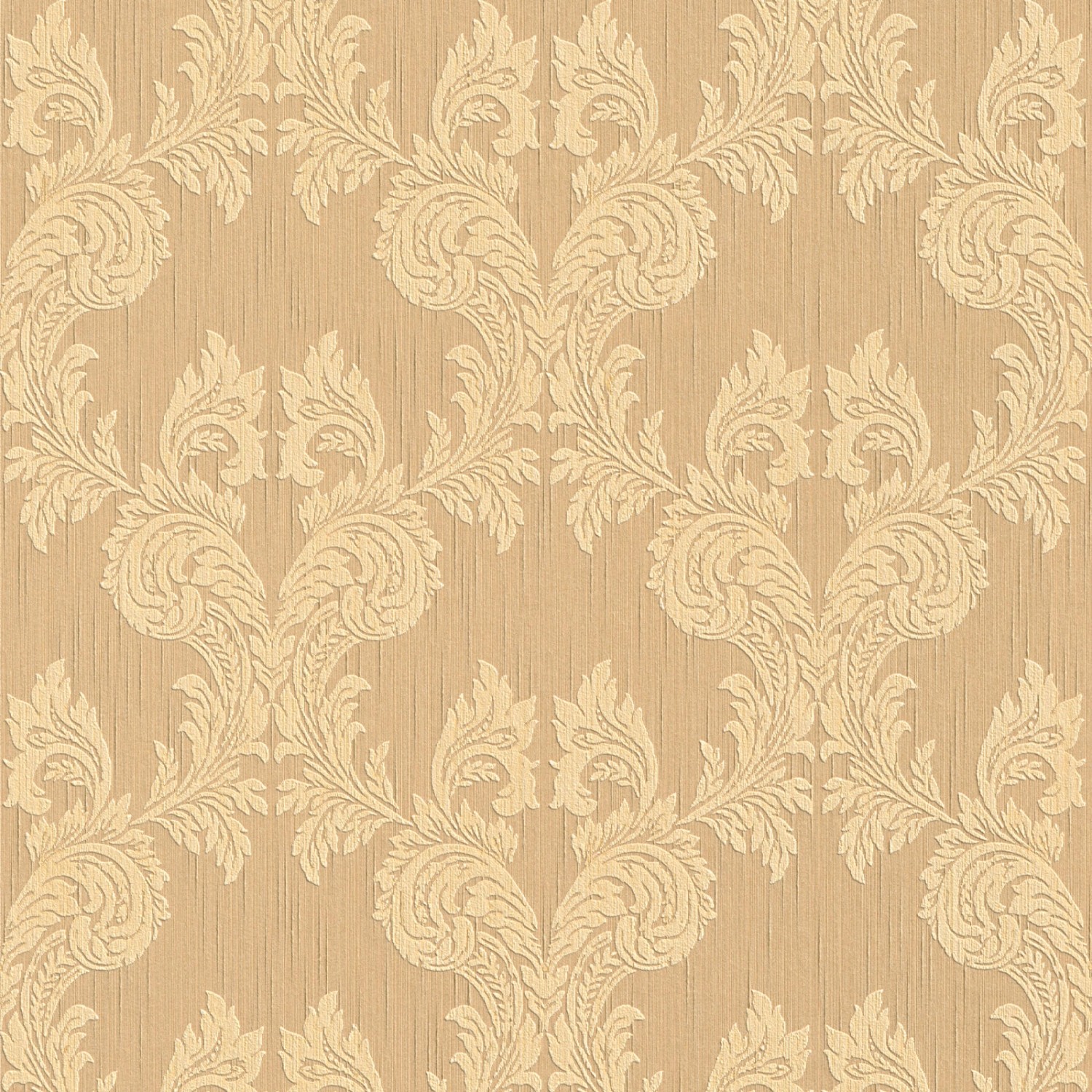 Bricoflor Ornament Tapete Gold Braun Rokoko Vliestapete mit Textil Muster für Wohnzimmer und Esszimmer Elegante Vlies Textiltapete mit Ornamenten