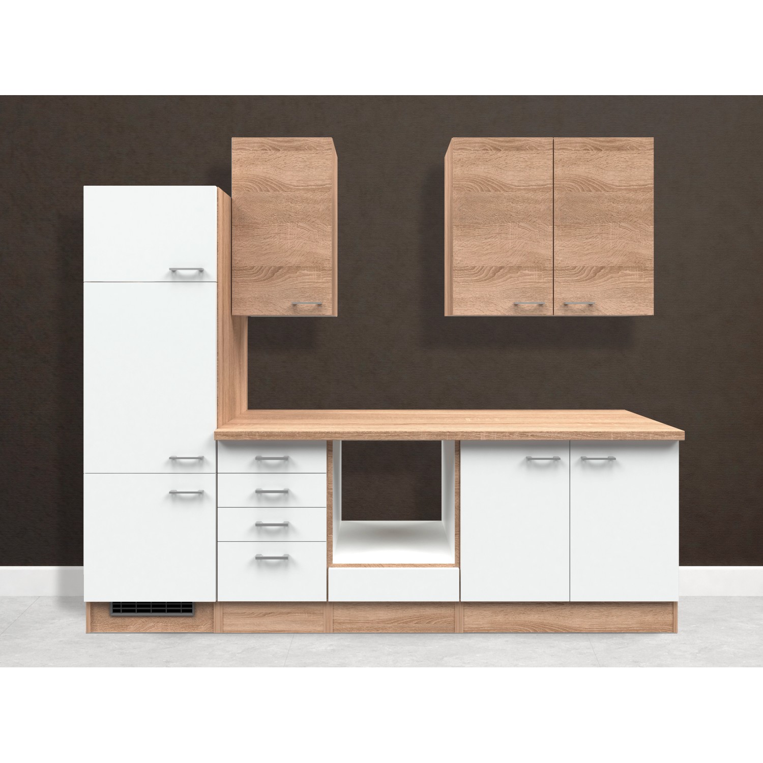 Flex-Well Classic Küchenzeile Florida 270 cm ohne E-Geräte Sonoma Eiche-Weiß