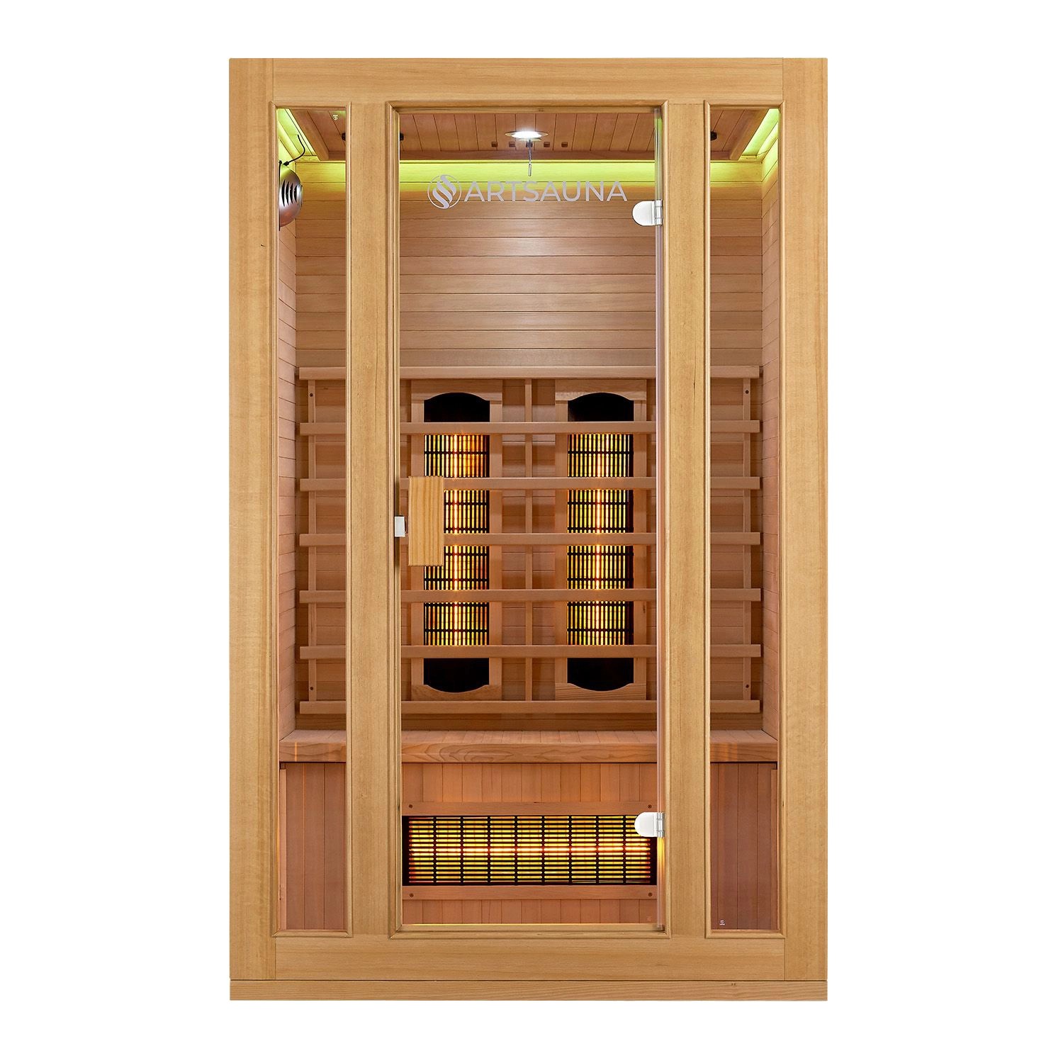 Artsauna Infrarotkabine Wärmekabine Nyborg S120V mit Vollspektrum Flächenstrahler und Hemlockholz