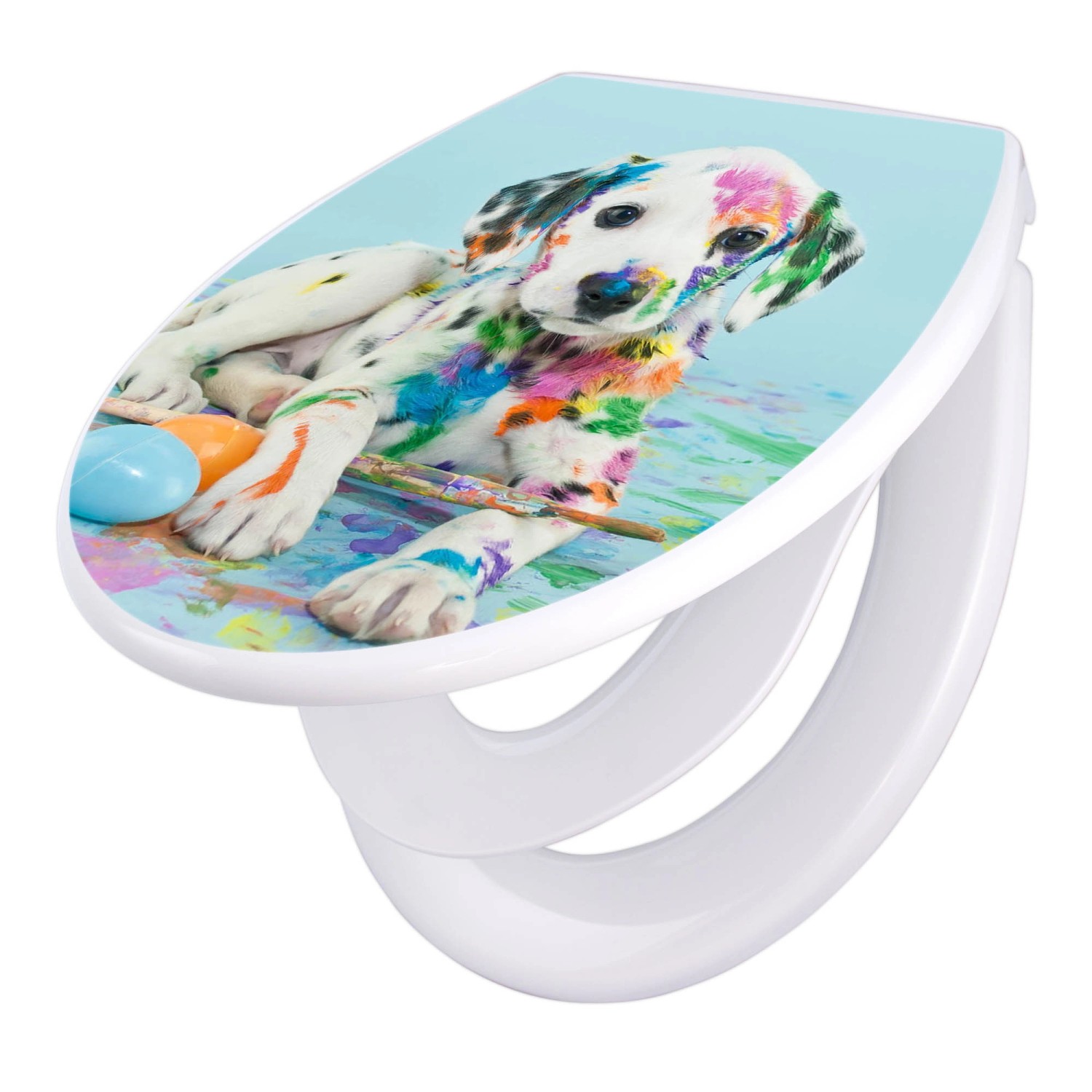 Banjado Familien WC Sitz Mit Absenkautomatik Universeller Klodeckel Mit Kindersitz Hochwertiges Polypropylen Mit Motiv Bunter Dalmatiner
