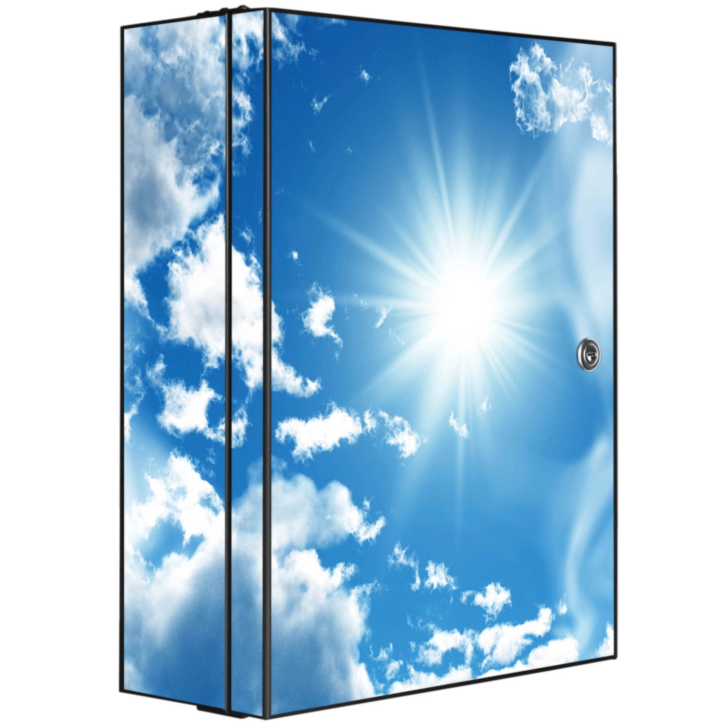 Banjado XXL Medizinschrank Abschliessbar 35x46x15cm Arzneischrank Anthrazit Aus Metall Mit Motiv Motiv Clouds