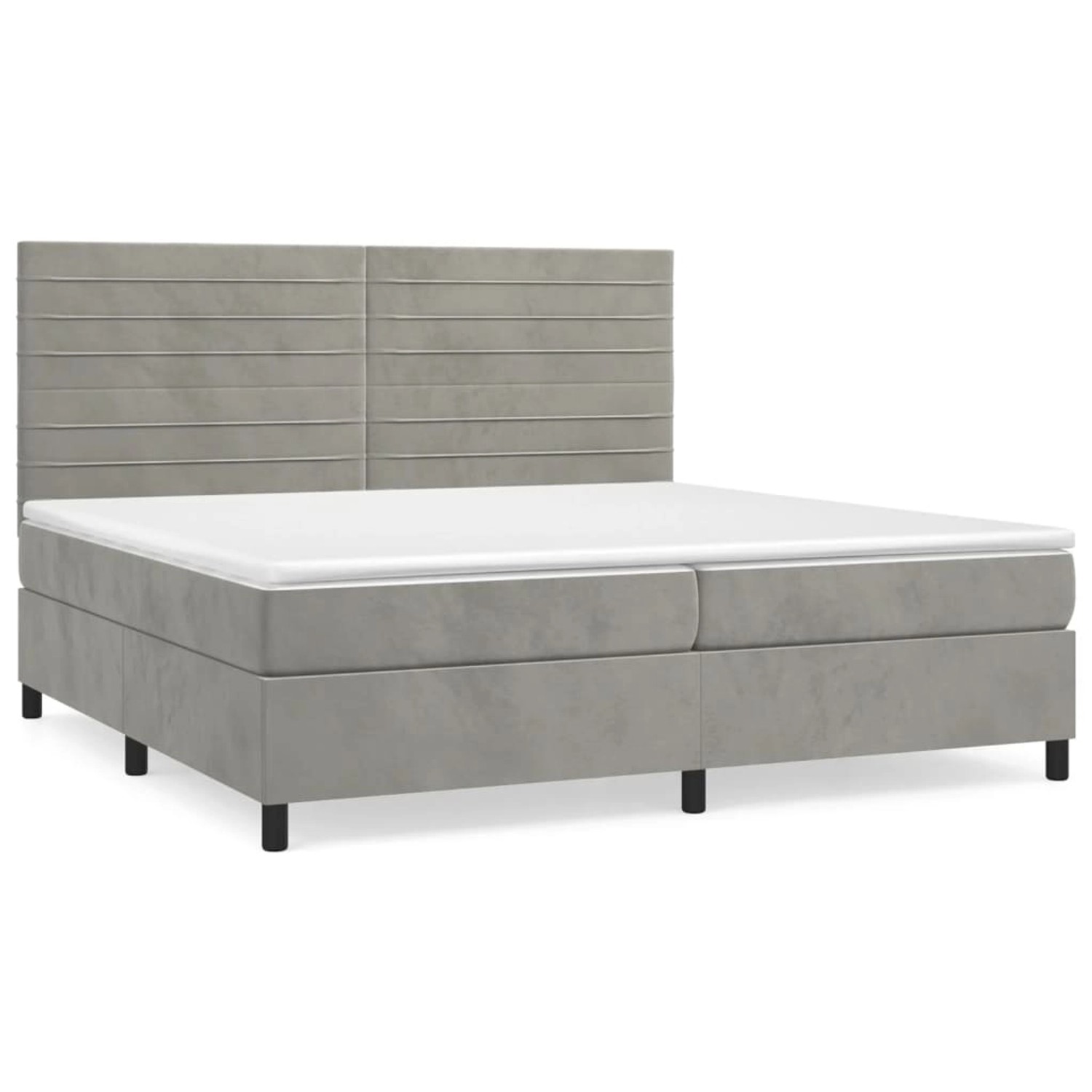 vidaXL Boxspringbett mit Matratze Hellgrau 200x200 cm Samt1348788