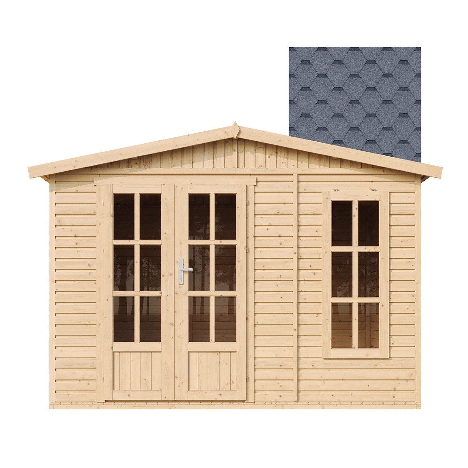 Timbela Gartenhaus Holz M334FB+H334FBGREY 6,03 m² Dachziegel Grau mit Boden