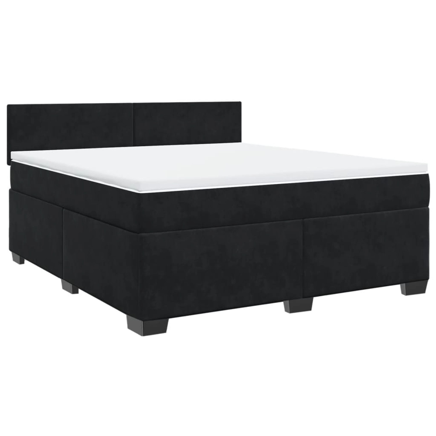 vidaXL Boxspringbett mit Matratze Schwarz 180x200 cm Samt2103623