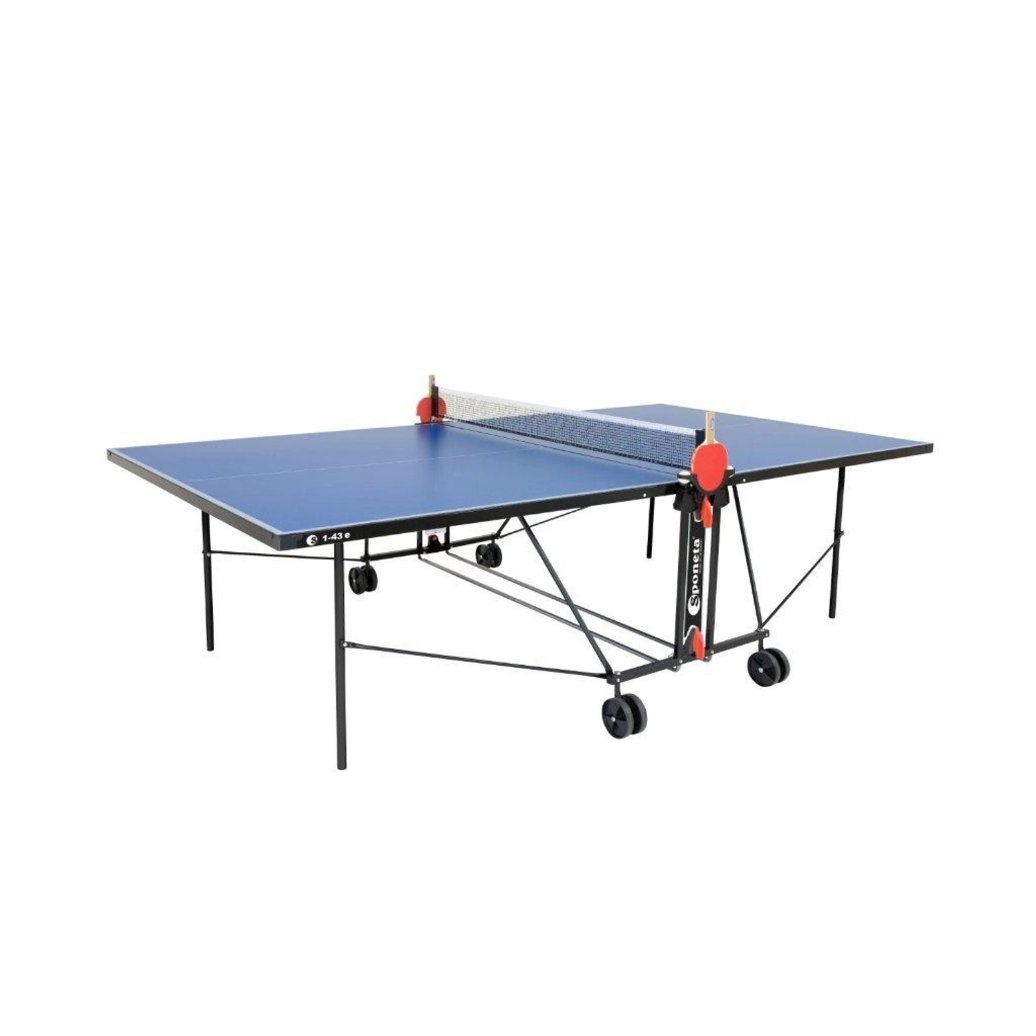 Sponeta Tischtennisplatte S 1-43 e Blau Wetterfest und Klappbar mit Rollen