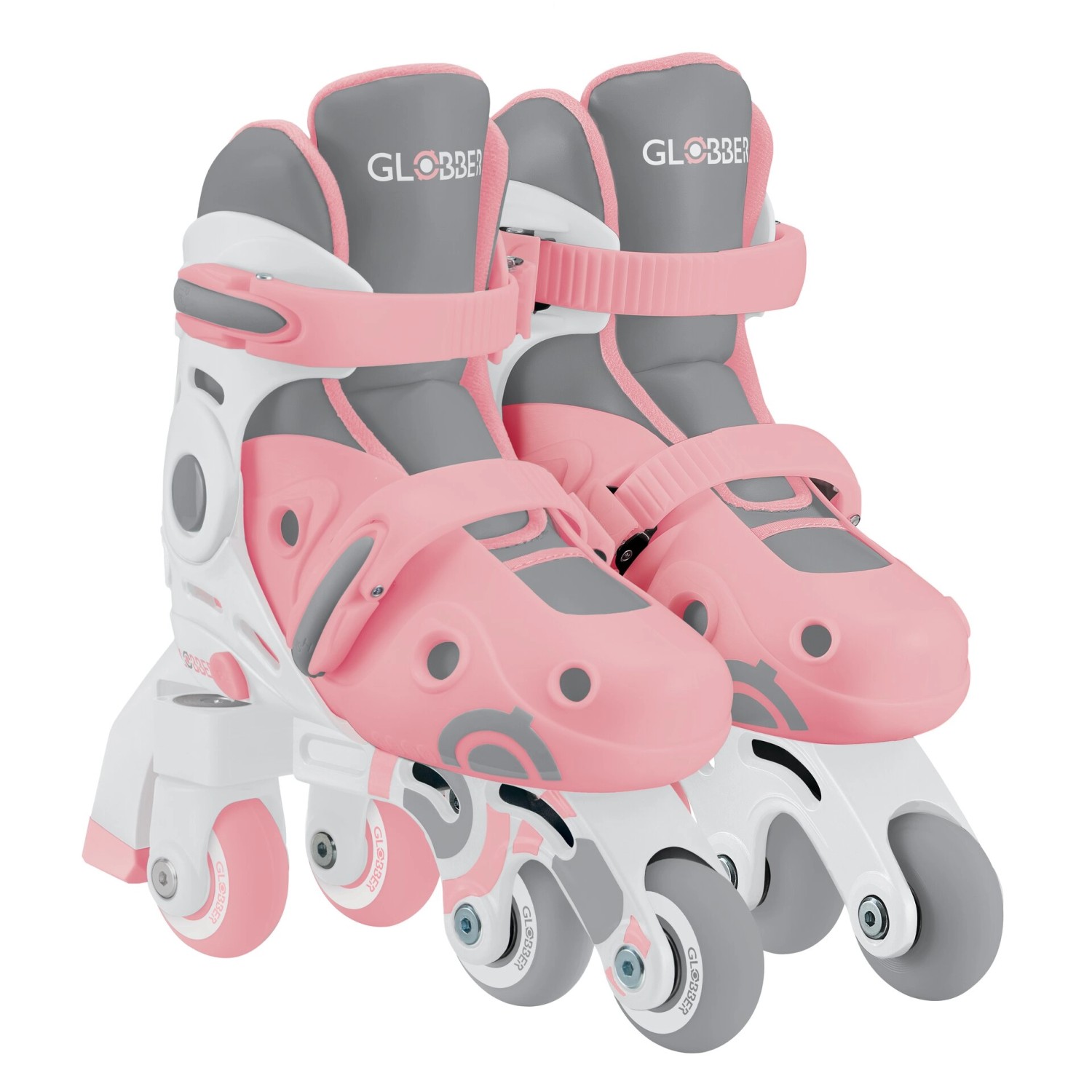 Globber Learning Skates 2in1 Inline- und Quad-Skates Kinder Verstellbar Gr.26-29 ABEC 9 Rollengröße 48x24 mm Rosa