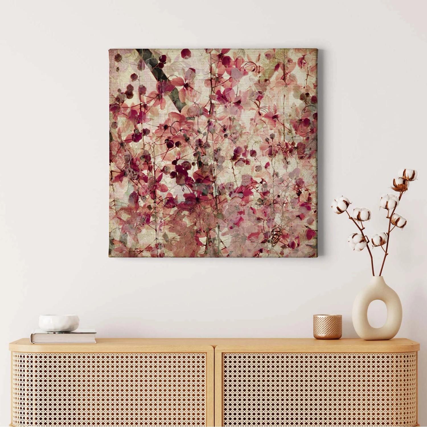 Bricoflor Blumen Bild Im Vintage Stil Altrosa Leinwand Bild Mit Blüten Im Kunst Stil Rosa Wandbild Ideal Für Schlafzimmer Und Mädchenzimmer