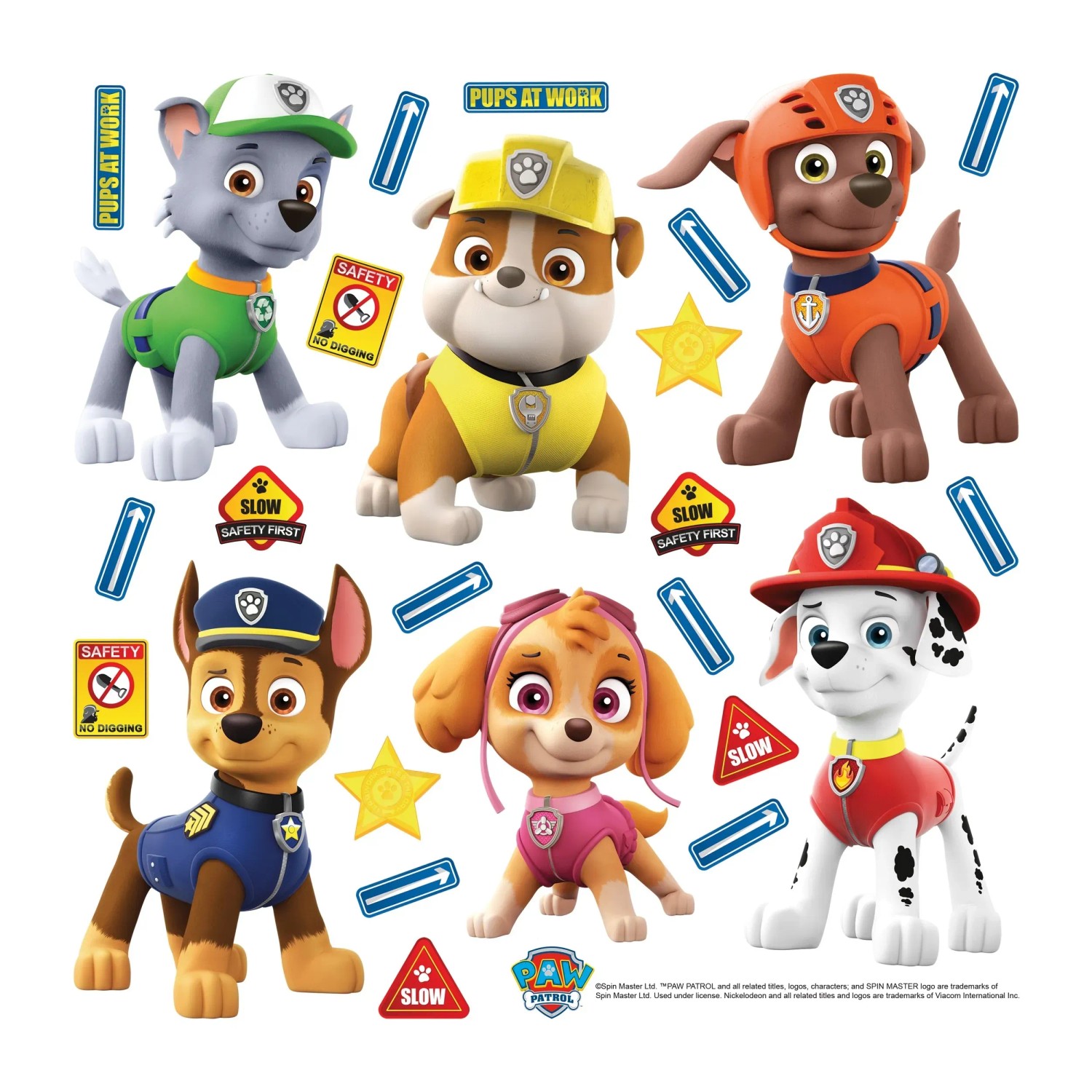 Sanders & Sanders Wandtattoo Paw Patrol Blau Gelb und Orange 30 x 30 cm 600239