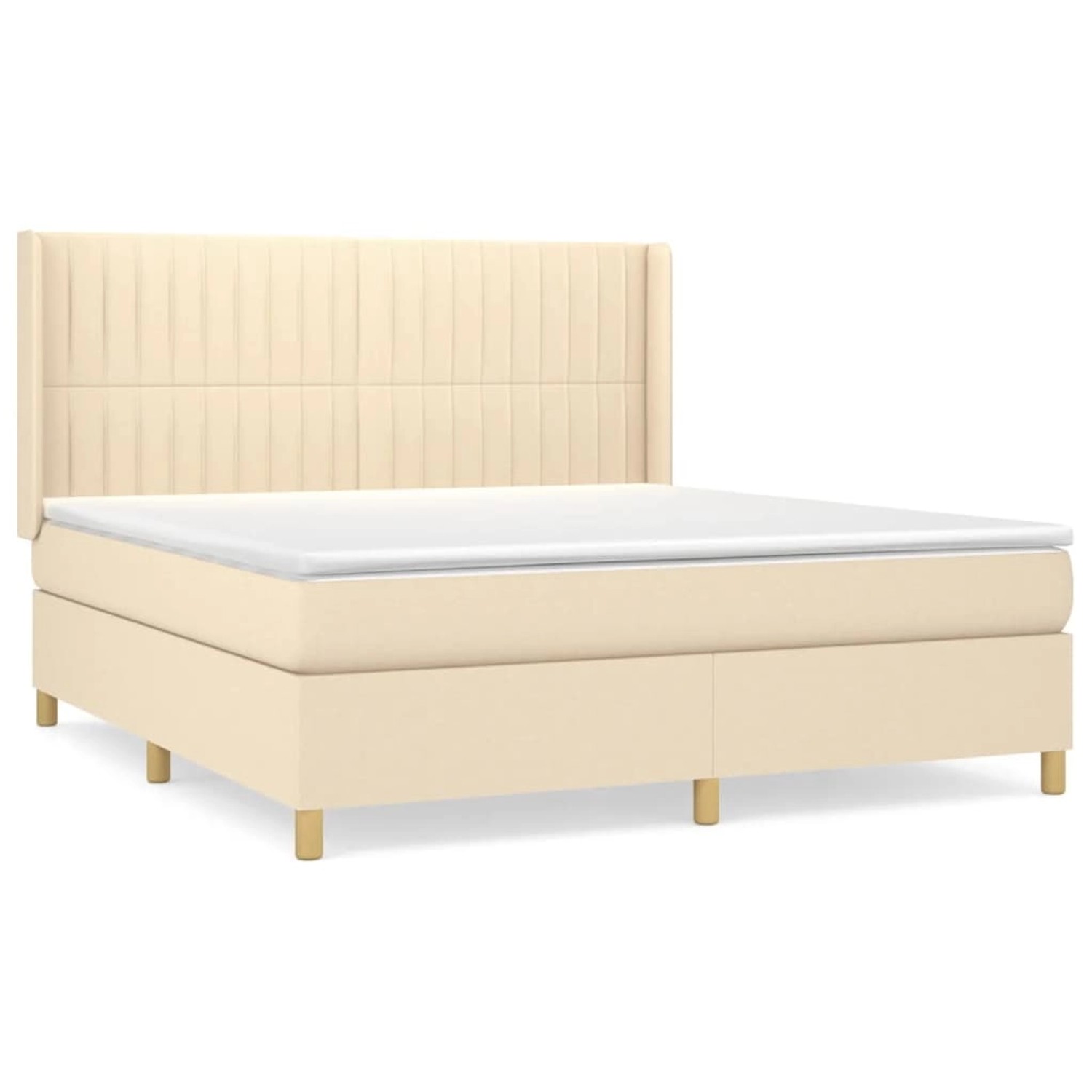 vidaXL Boxspringbett mit Matratze Creme 180x200 cm Stoff1380037