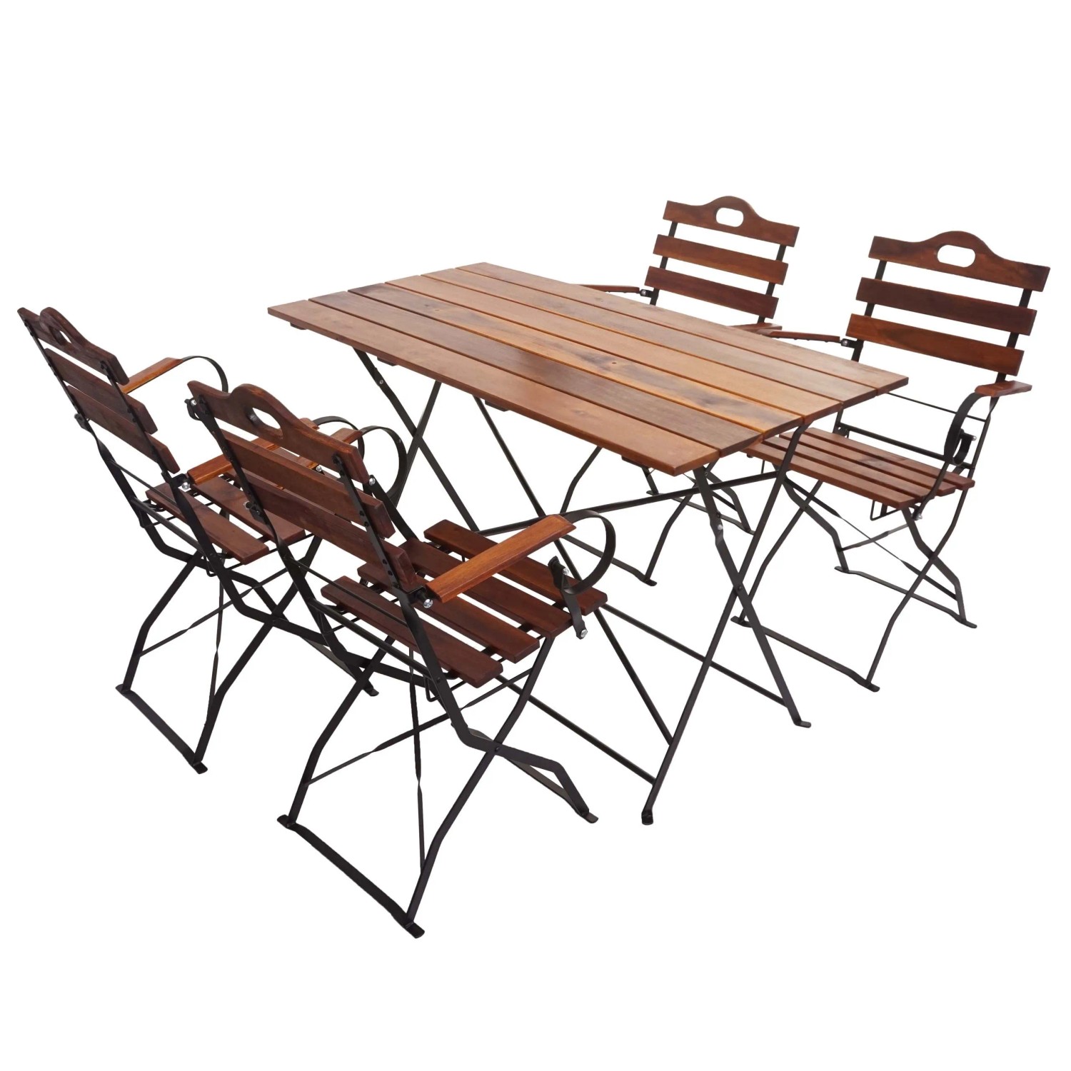Proregal Biergarten-Set HxBxT 88x120x60 cm Gastronomie-Qualität Akazie Braun Bistroset Klapptisch Klappstuhl