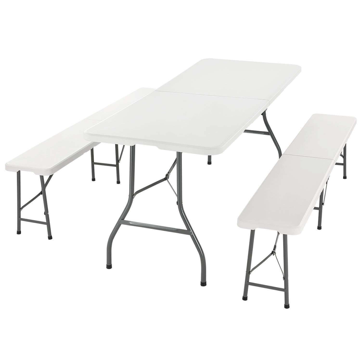 Juskys Bierzeltgarnitur Bayreuth aus Kunststoff 3 teilig in Weiß