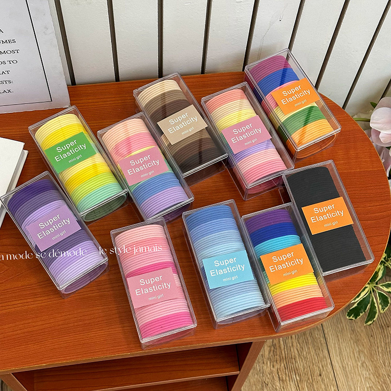 Candy Color Gradient Large Hair Ring Durable Boxed Rubber Band High Elastic High Horsetail Hair Cute Hair Accessories New