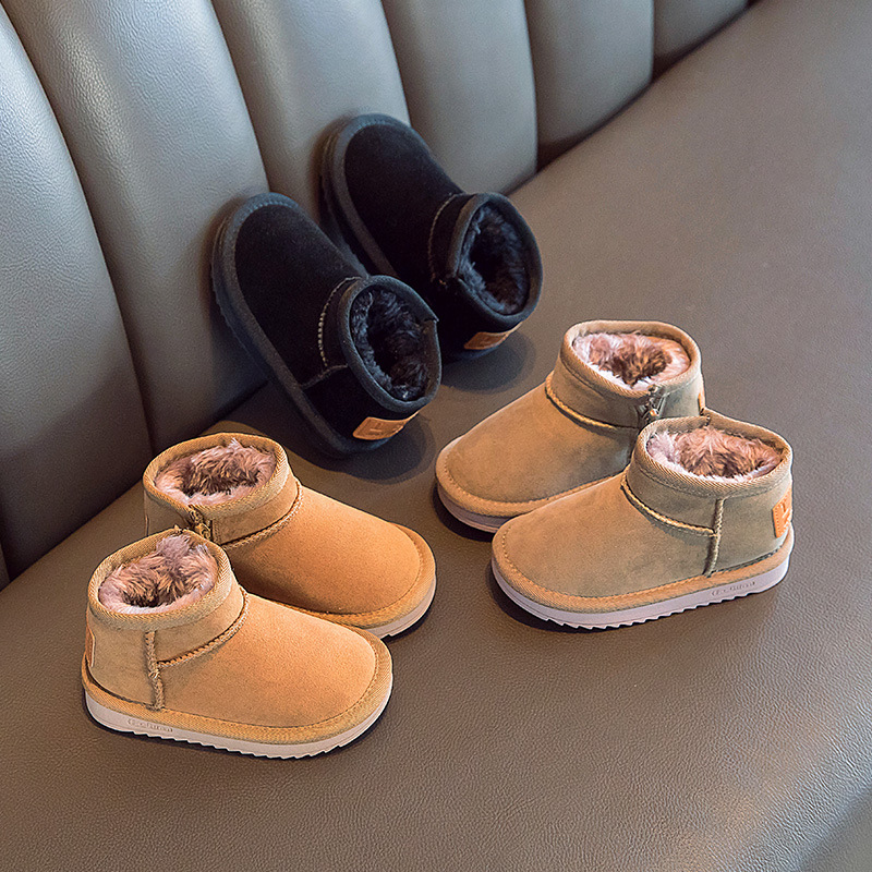 2023 Children's Snow Boots Girls' Short Boots With Thick Plush Medium To Large Children's Boots Boys' Cotton Shoes Warm