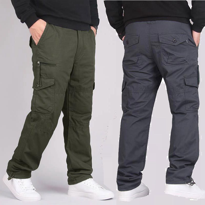 Men's Clothing New Outdoor Overalls Men's Pure Cotton Straight Loose Mountaineering Casual Pants Multi Pocket Army Green Charge Pants