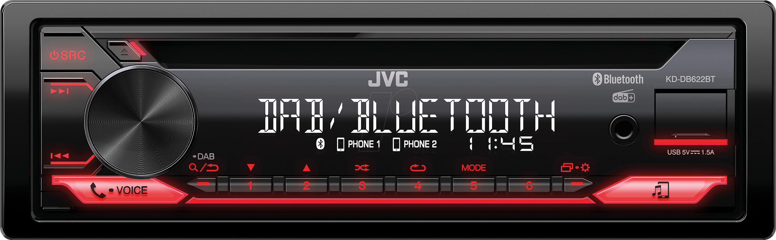 JVC KD-DB622BT - Autoradio, CD, DAB+, BT, USB, 50 W