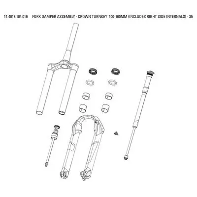 Kompletter Satz Federgabel Rockshox crw Trnk 100-160mm 35 A1 2021]