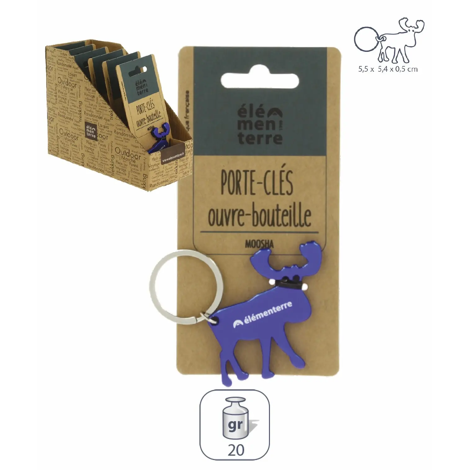 Schlüsselanhänger Flaschenöffner Élémenterre Moosha