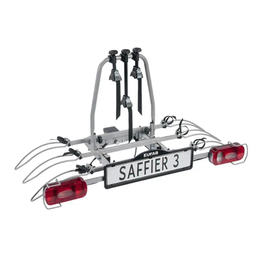 Fahrradträger auf Anhängerkupplung neigbare Plattform 3 Velos Eufab Saffier