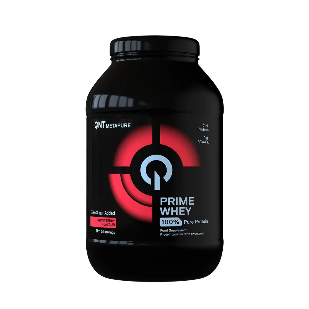 100 % Isolat- und Konzentrat-Mischung aus Molkenprotein Erdbeere QNT Prime Whey 908 g