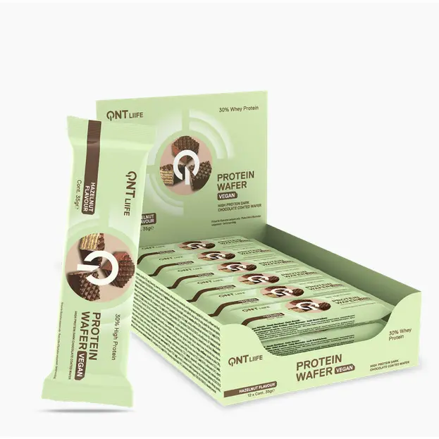 Haselnuss-Protein-Nahrung QNT Vegan Wafer Bar