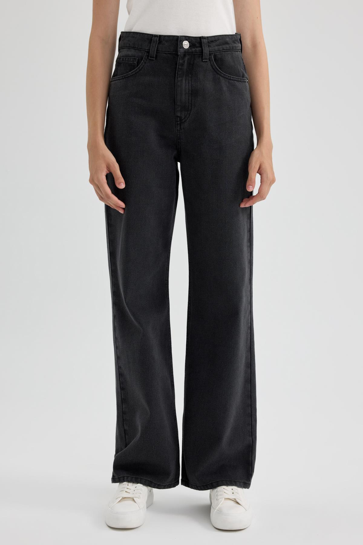 DeFacto 90er Jahre Weites Bein Hohe Taille Weites Bein Lange Jeanshose A8193ax23wn für Damen - 38