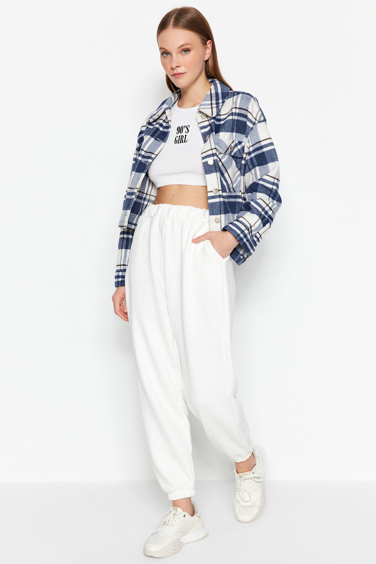 Trendyol Collection Ecrufarbene, Dicke Jogginghose Aus Ballon-jogginghose Aus Strick für Damen - L