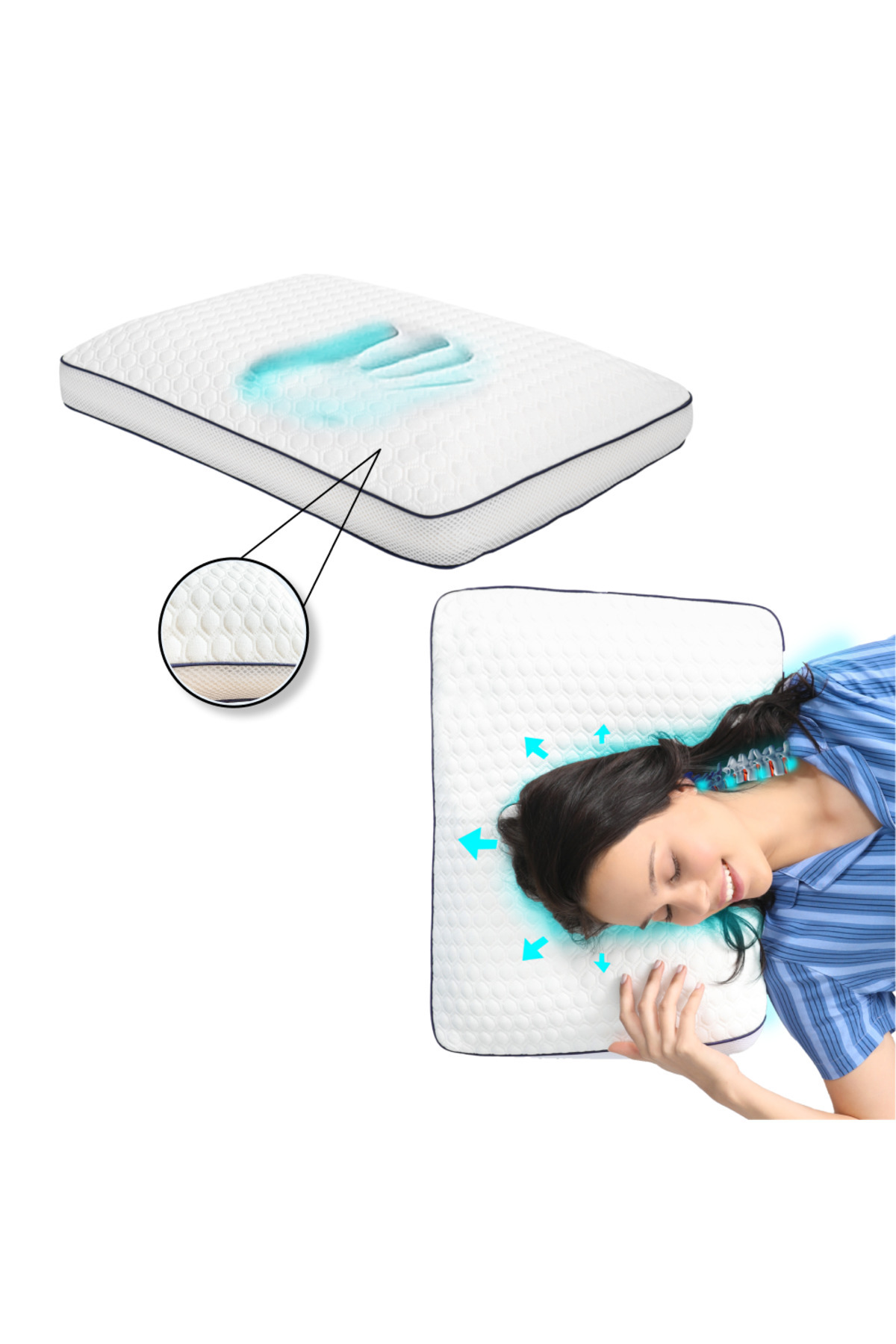 home sense 12 Cm Hohes Memory-kissen, Atmungsaktives Orthopädisches Kissen, Maschinenwaschbar - One Size