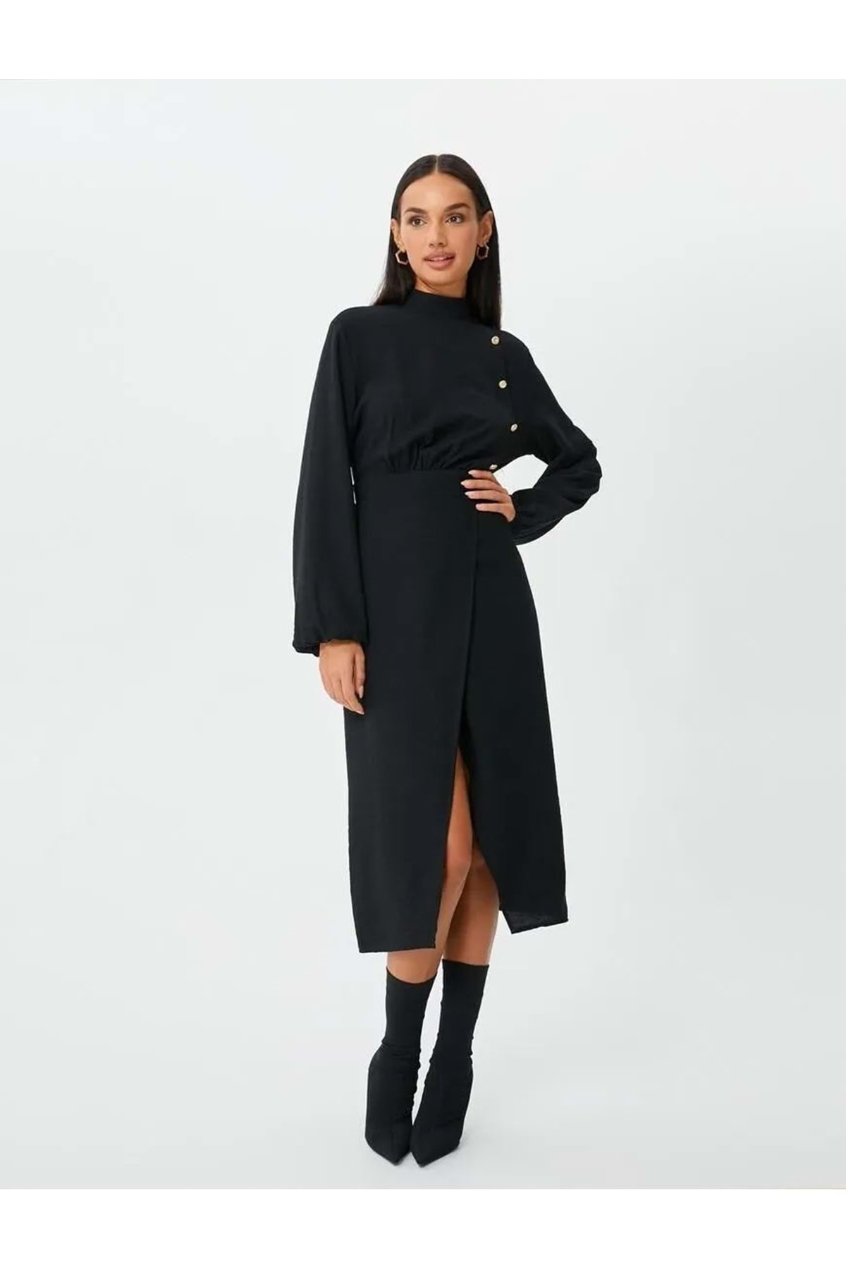 Koton Bekleidung Kleid 4wak80154uw Schwarz für Damen - 44