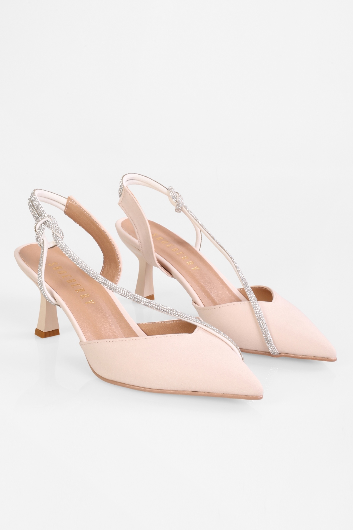 Shoeberry Hush Ten Stiletto-schuhe Aus Mattem Satin Mit Steinen - 37