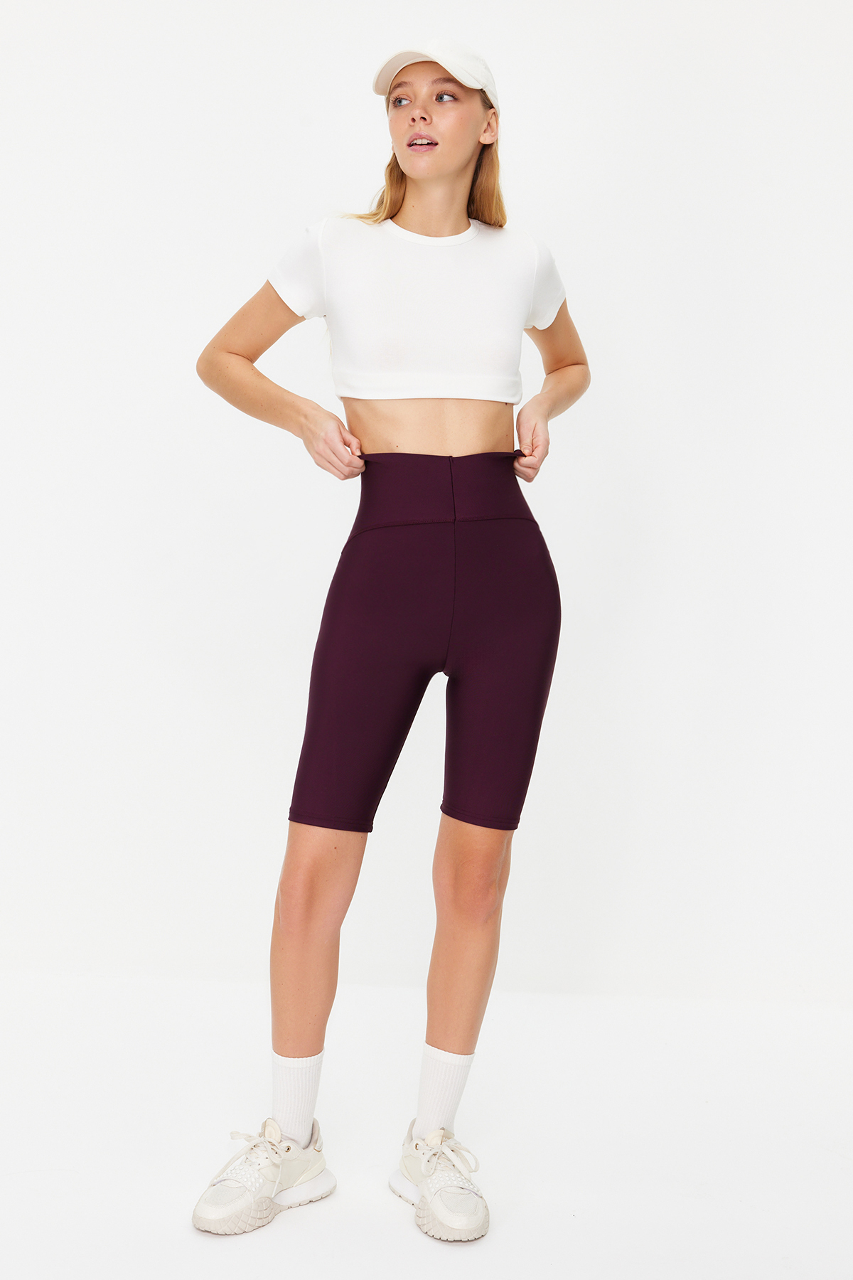 Trendyol Collection Plum Restorer Strick-sport-leggings Für Biker/radfahrer/kurze Hosen für Damen - S