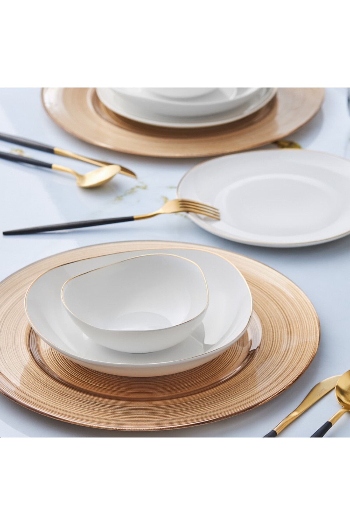 Karaca Middle Streamline 12-teiliges New Bone Weißgold Geschirrset Für 4 Personen Speiseteller - One Size