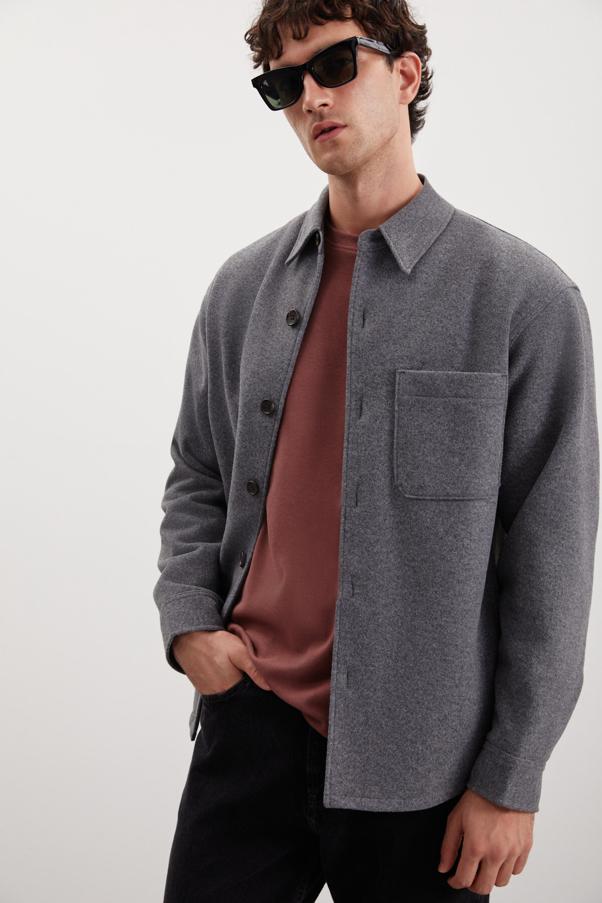 GRIMELANGE Holger Jacke Mit Normaler Passform, Dicker Naht, Stoff Gefüttert, Anti-pilling, Geknöpft, Grimelange-jacke für Herren - S