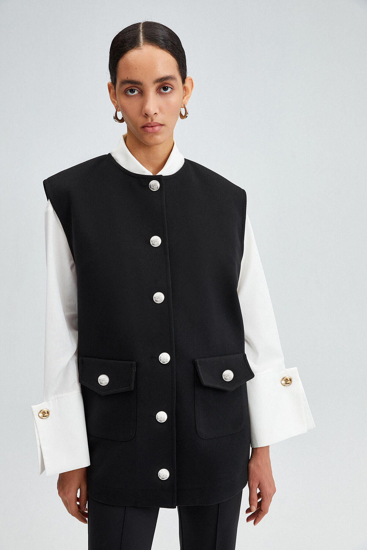 Touché Privé Kaffeebraune Weste Mit Metallknöpfen für Damen - 40