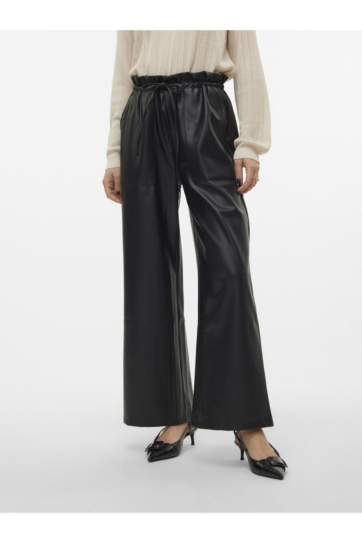 Vero Moda Hose In Lederoptik Vmpaulina Hohe Taille Hose für Damen - L