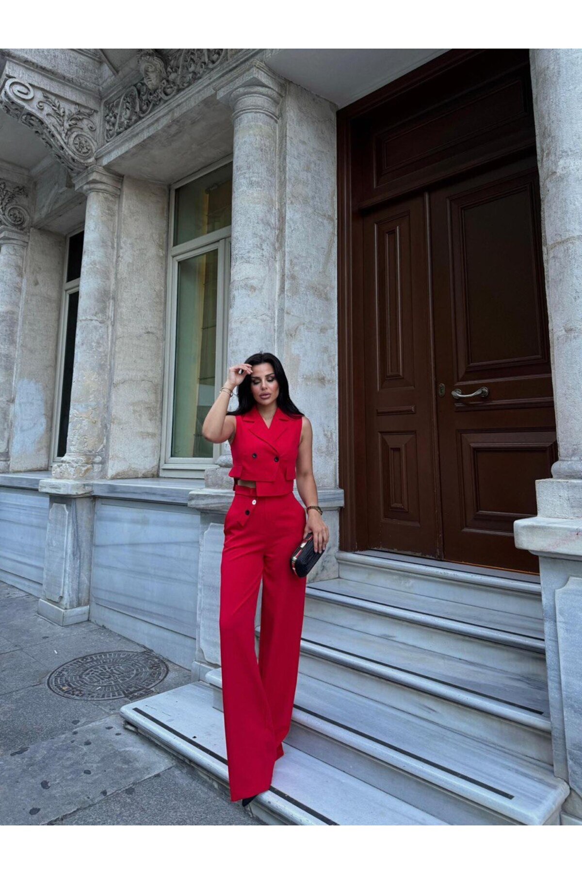 Bella Breeze Zweireihiges Weste- Und Hosen-set Mit Kragen – Geknöpft für Damen - M