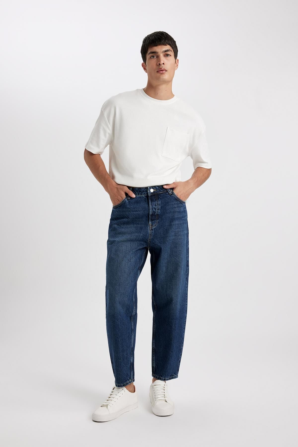 DeFacto Wiser Wash Ballon-fit Lockere Passform Hohe Taille Normales Bein Jeanshose B2573ax23au für Herren - 34/30