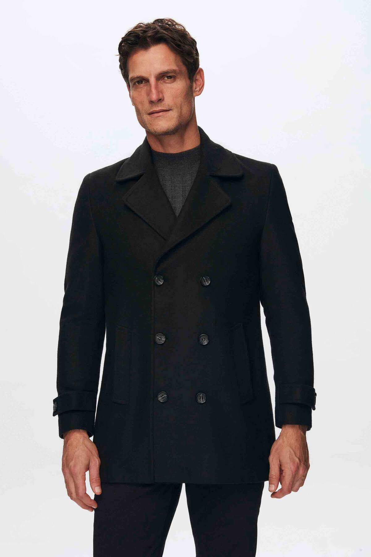 D'S Damat Schwarzer Mantel In Normaler Passform für Herren - 50