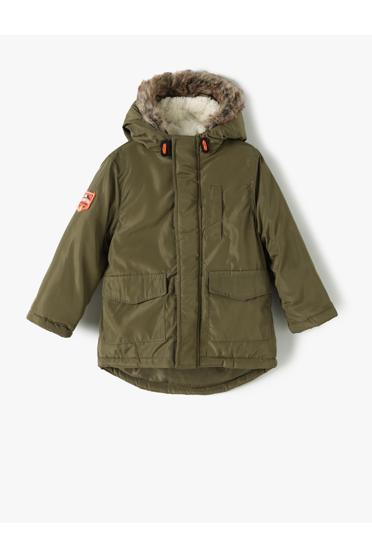 Koton Mantel Mit Kapuze Und Kunstpelz Innen, Taschendetail Mit Reißverschluss für Herren - 9–10 Jahre