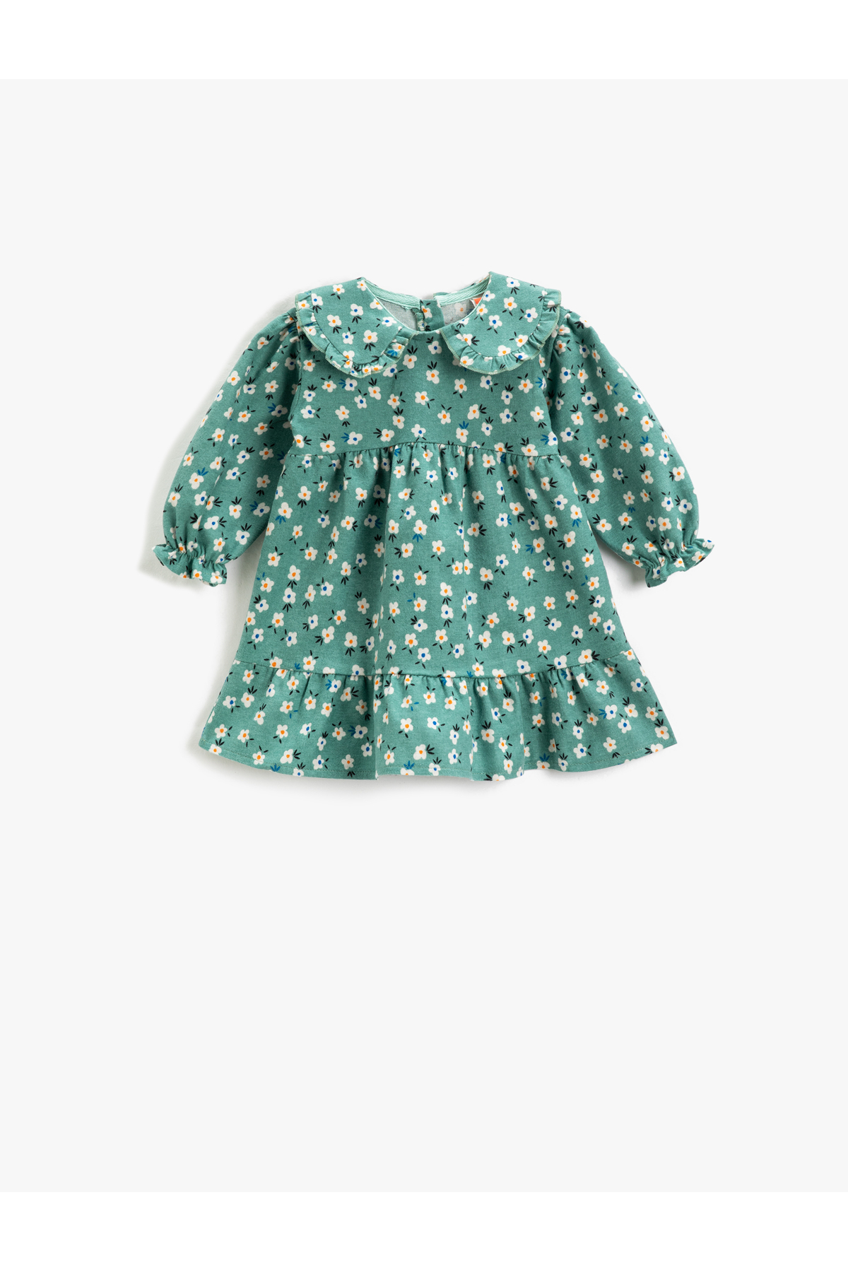 Koton Kleid Baby Kragen Blumen Langarm Dicke Schicht Baumwolle für Damen - 9–12 Monate