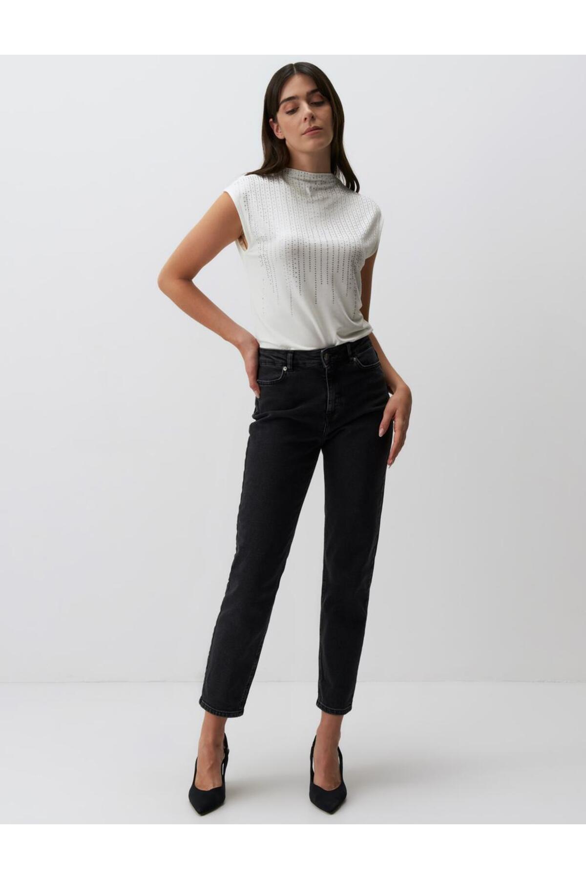 Jimmy Key Schwarze Jeanshose Mit Lockerem Schnitt Und Hoher Taille für Damen - 40