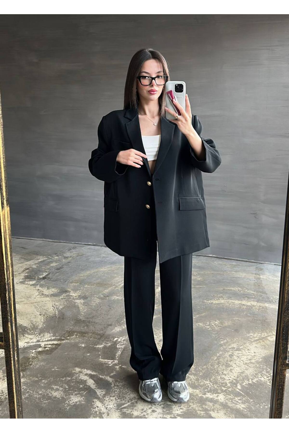 My Blog Schwarzes Cosmopolitan-jacken-hosen-set-9418 für Damen - L