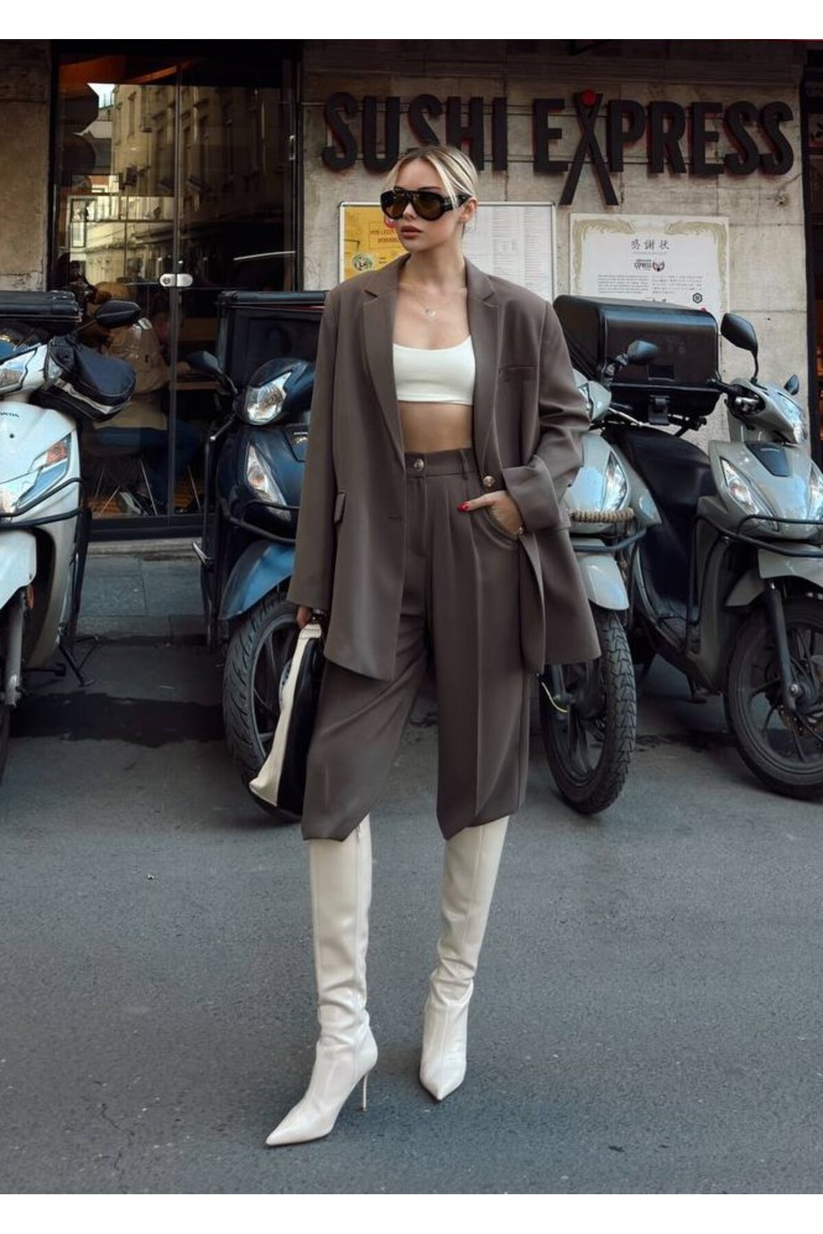 My Blog Dunkelnerzfarbenes Cosmopolitan-jacken-hosen-set-9418 für Damen - M