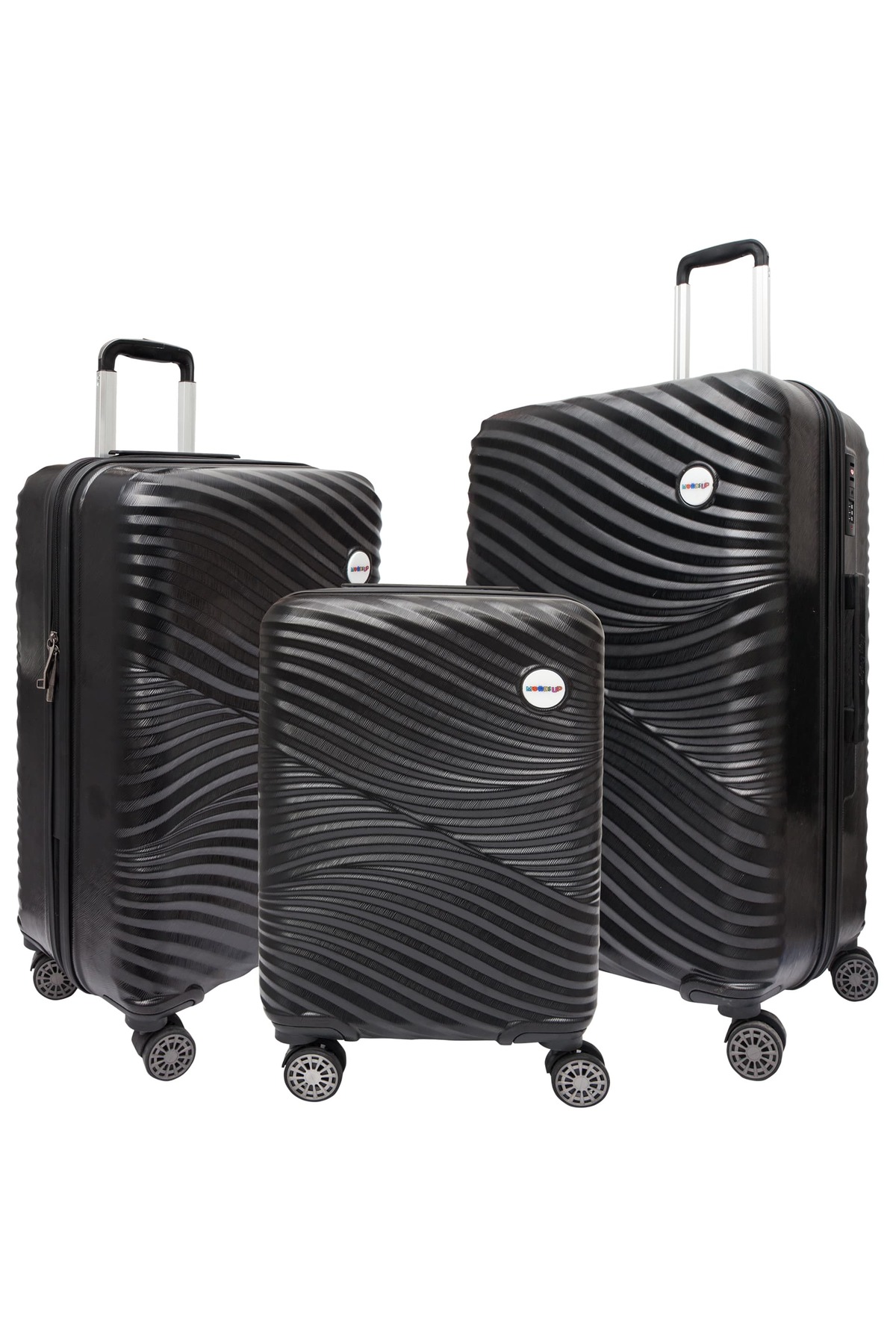 Biggdesign Moods Up Schwarzes 3-teiliges Kofferset - One Size