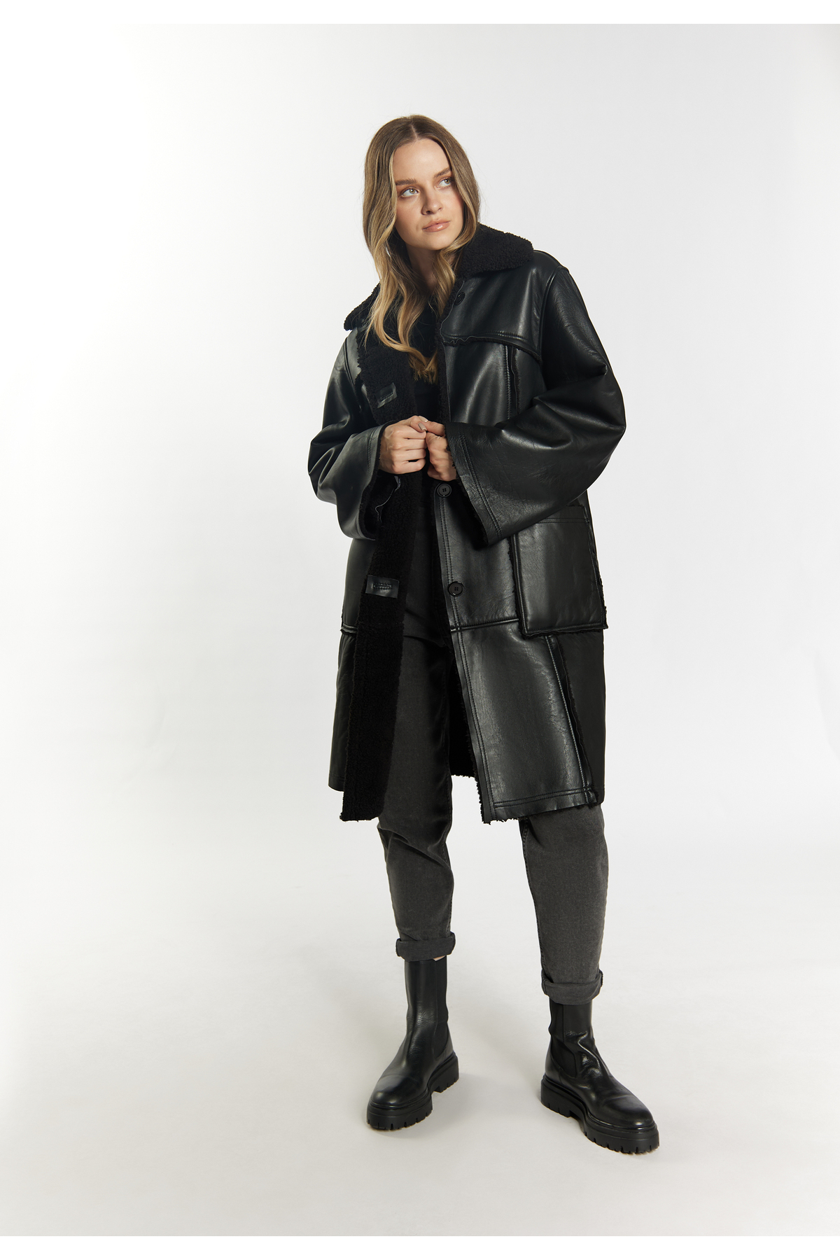 Dreimaster Mantel Aus Lammnappa für Damen - S